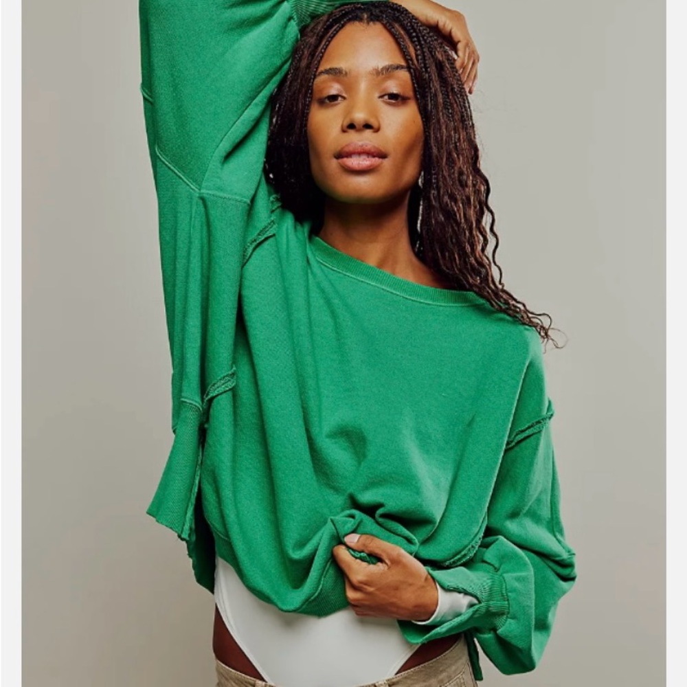 Free People We The Free Camden Sweatshirt - Size XS in Jolly Rancher green